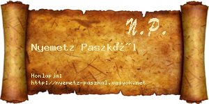 Nyemetz Paszkál névjegykártya